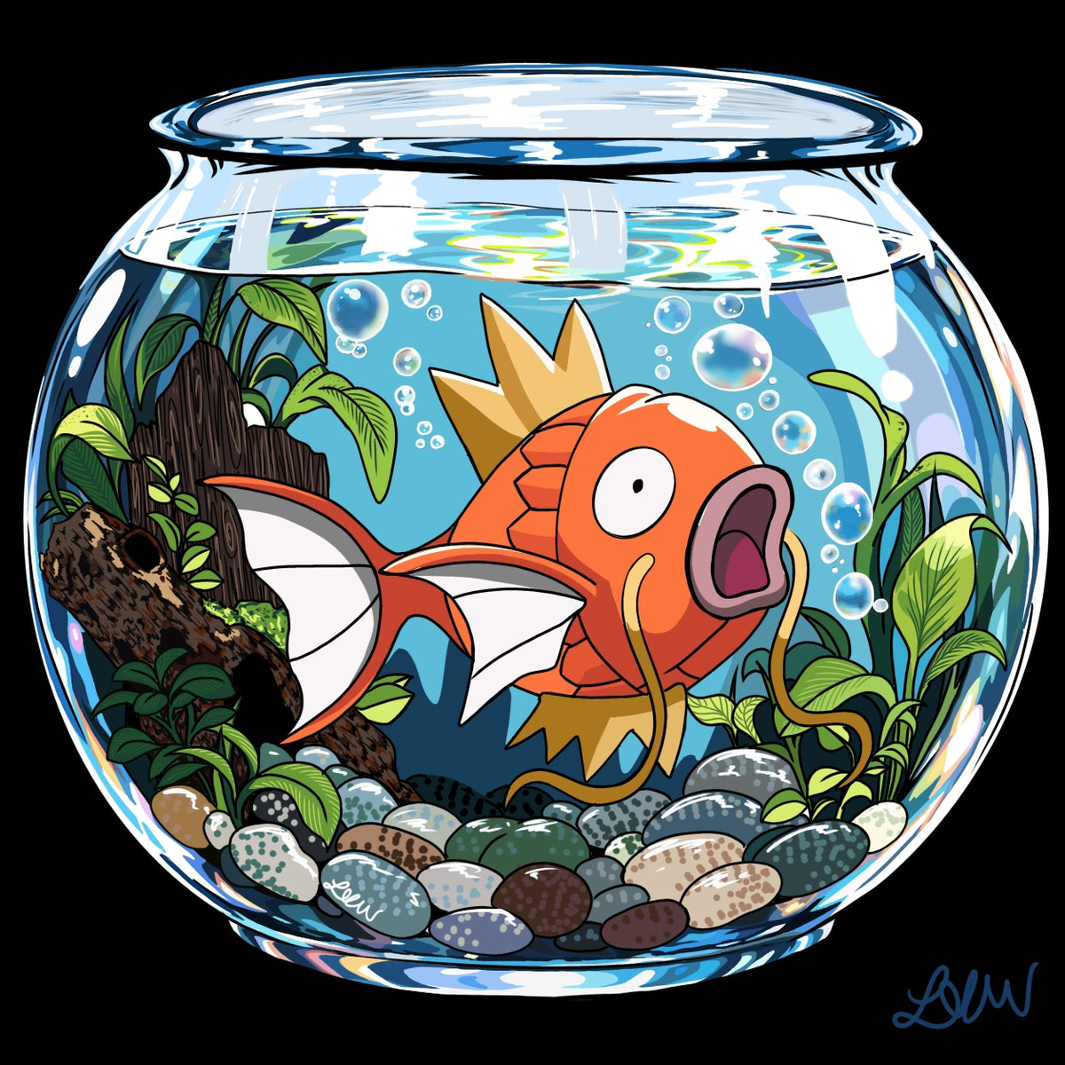 FISH BOWL- Magikarp Inspired Fan Art Print (8”x8”)