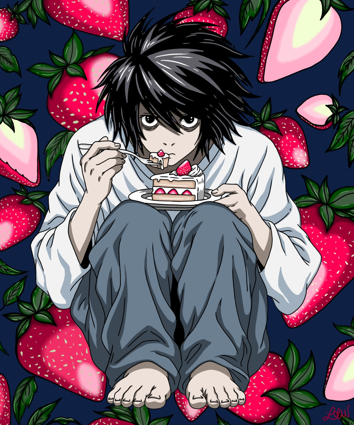 FOOD FOR THOUGHT- L Death Note Fan Art Print (8.5”x11”)