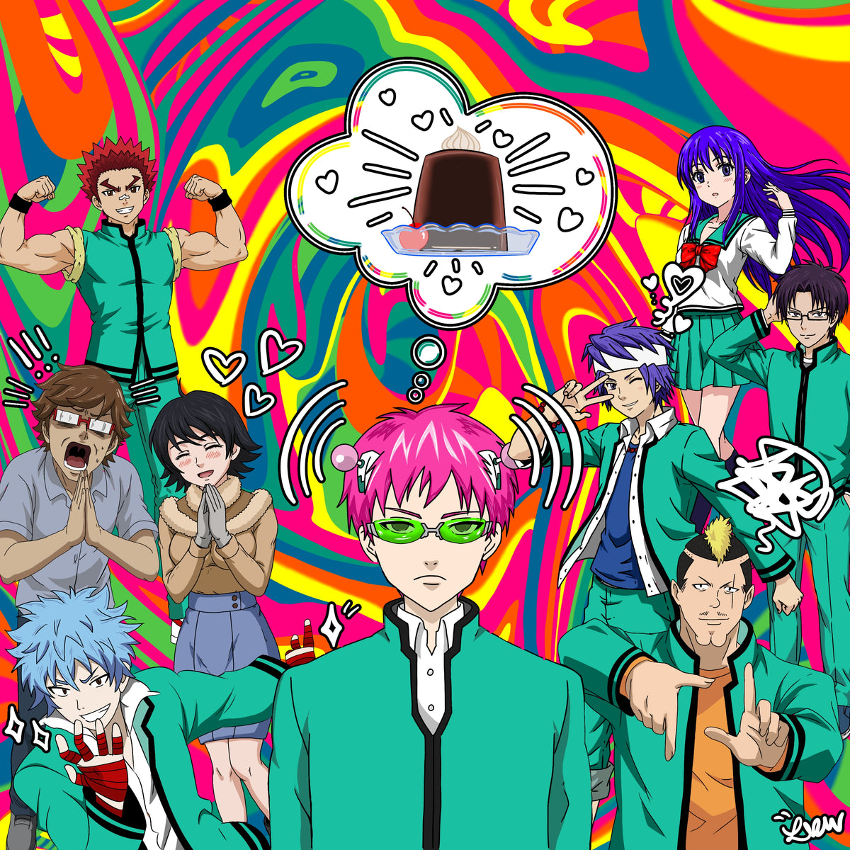 ALL I WANTED WAS COFFEE JELLY- Saiki K Fan Art Print (8.5”x8.5”)