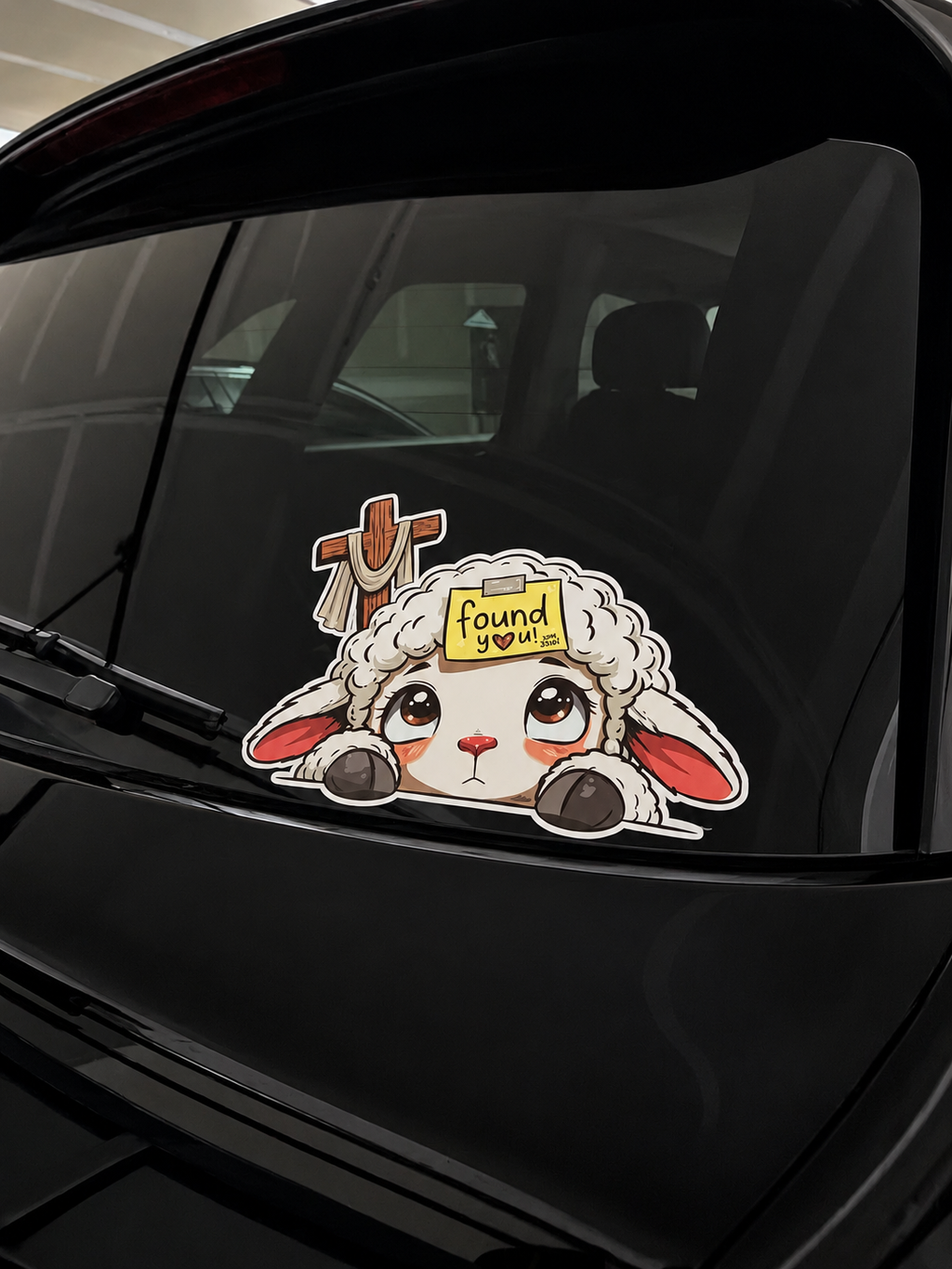 FOUND YOU- Faith Inspired Lamb Vinyl Peeker Sticker (6")