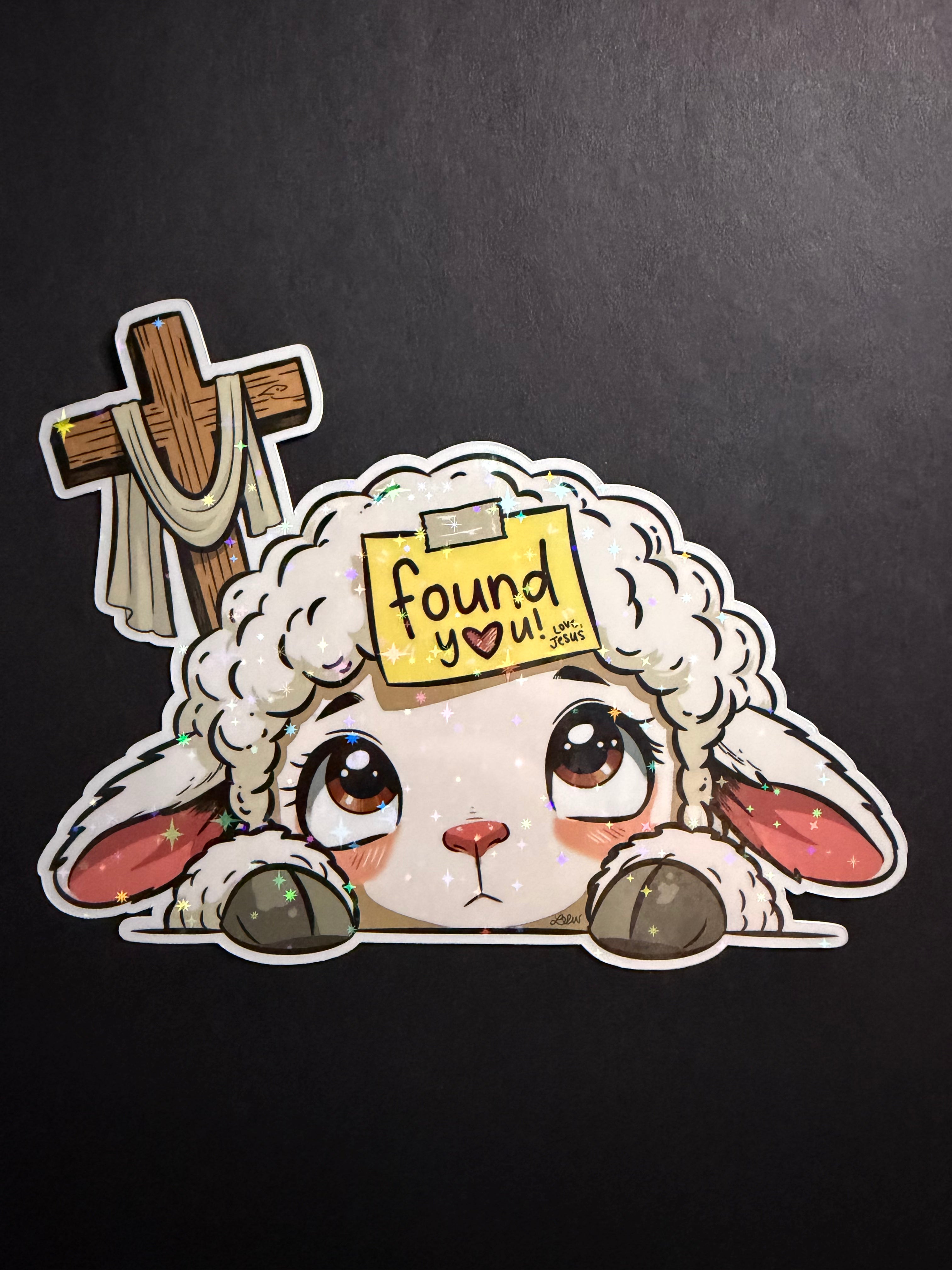 FOUND YOU- Faith Inspired Lamb Vinyl Peeker Sticker (6")