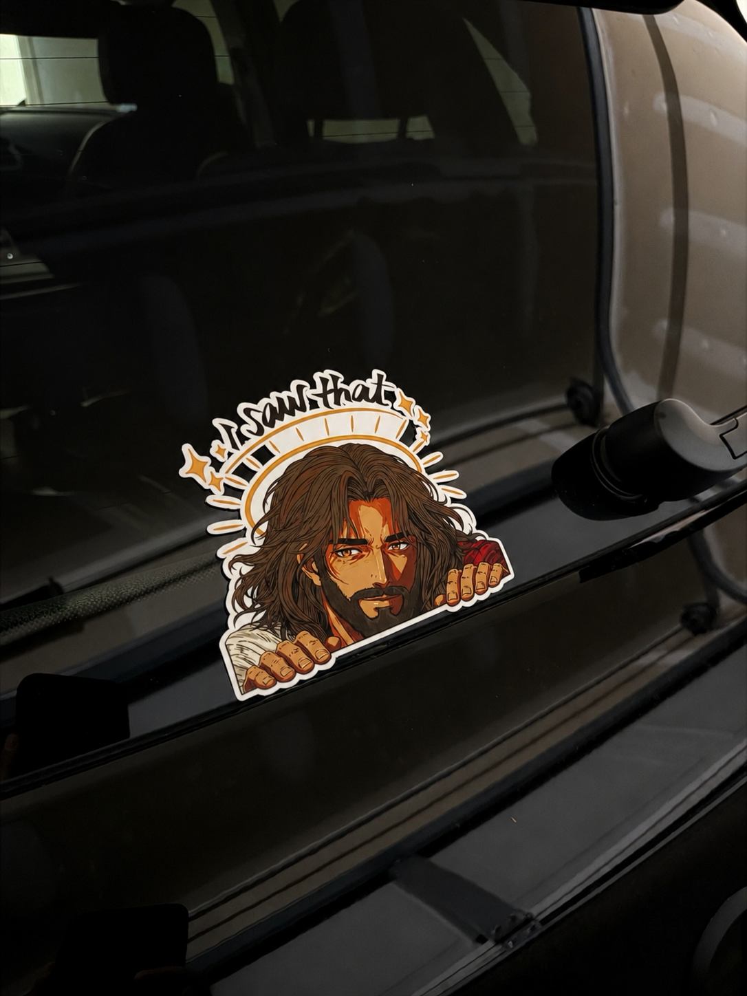 I SAW THAT- Jesus Vinyl Peeker Sticker (5.5”)