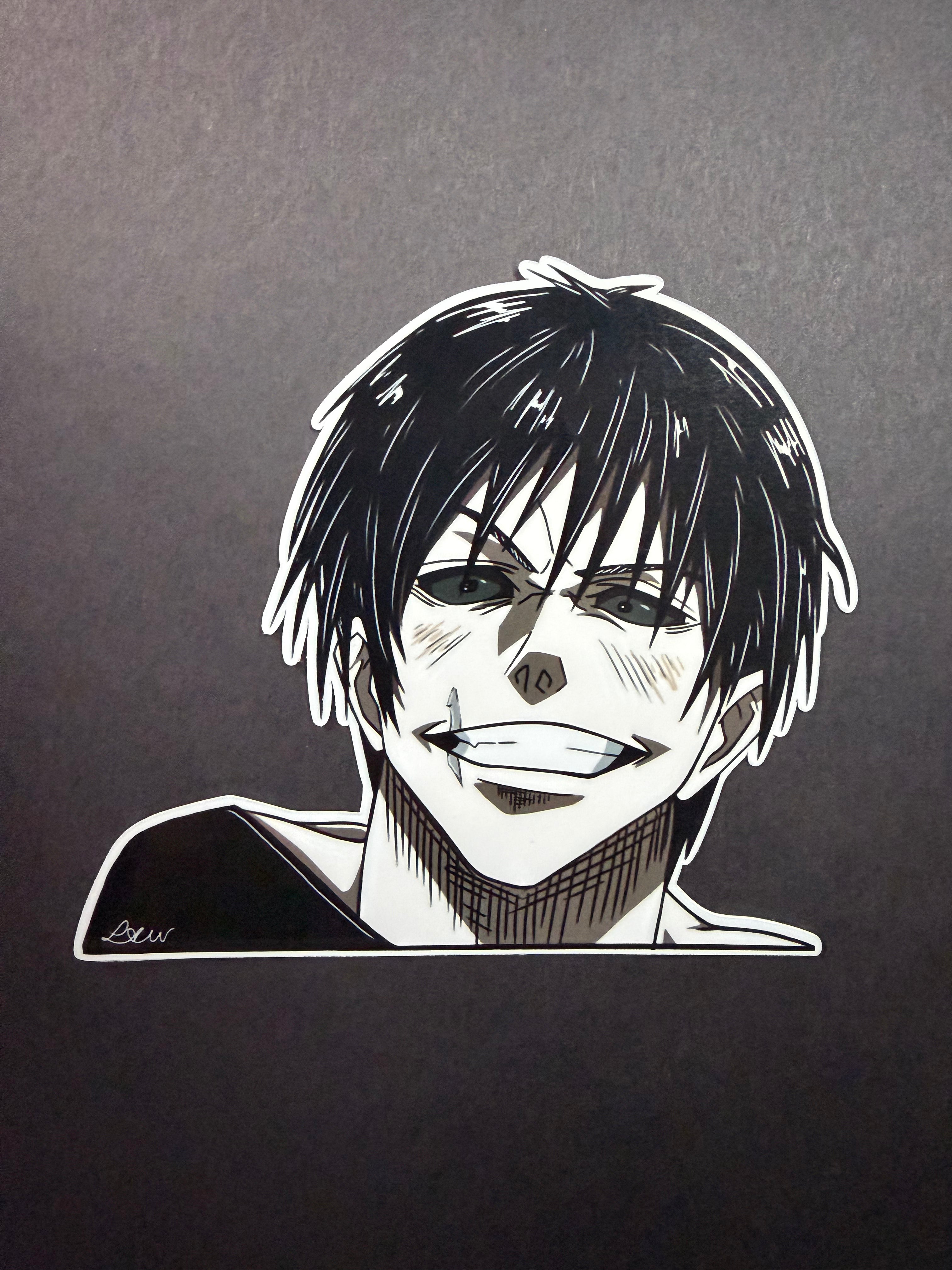MENACE- Toji Fushiguro Inspired Vinyl Peeker Sticker (5”)
